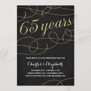 Elegant Flourish   Faux Gold Foil 65th Anniversary Invitation