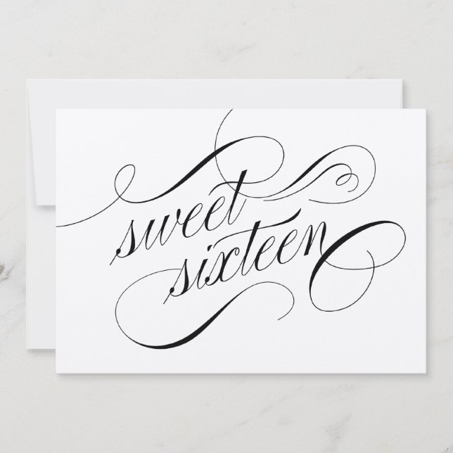 Elegant Flourish Formal Sweet 16 Invitations (Front)