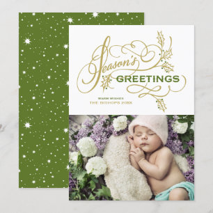 Elegant Flourish Photo Season's Greetings Holiday Card