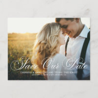 Elegant Flourish Script Photo Save Our Date