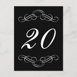 Elegant Flourish Table Numbers (Black / White) Postcard