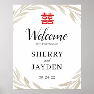 Elegant Flourish Turquoise Wedding Welcome Poster