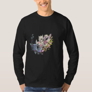 Elegant Flower and Leaves Line Art Minimal T-Shirt