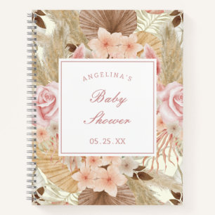 Elegant Flower Baby Shower Gift List Notebook