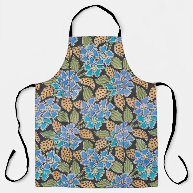 Elegant Flower Blue Periwinkle Floral Classic Apron (Front)