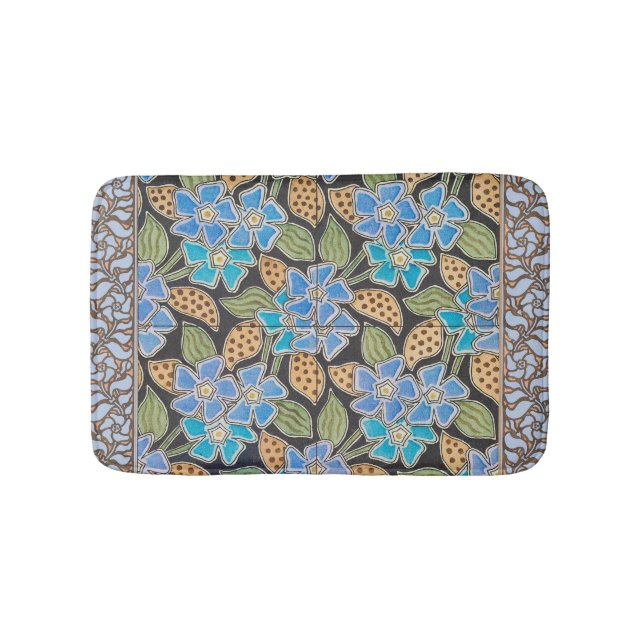 Elegant Flower Blue Periwinkle Floral Classic Bath Mat (Front)