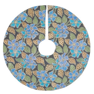 Elegant Flower Blue Periwinkle Floral Classic Brushed Polyester Tree Skirt