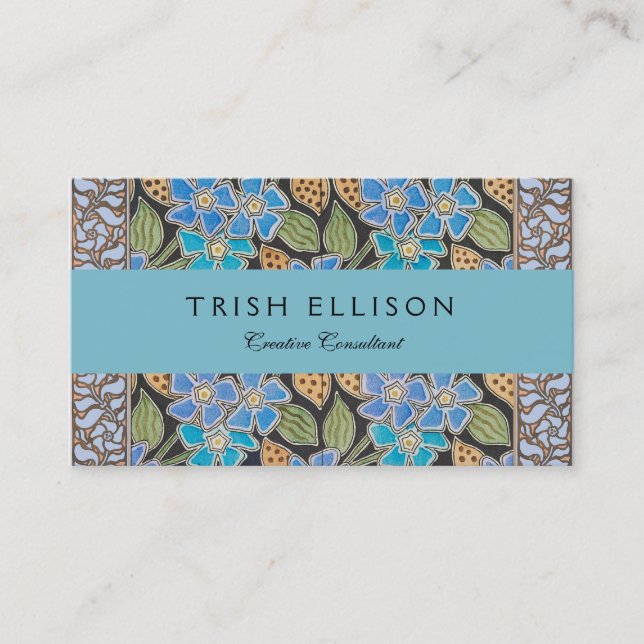 Elegant Flower Blue Periwinkle Floral Classic Business Card (Front)