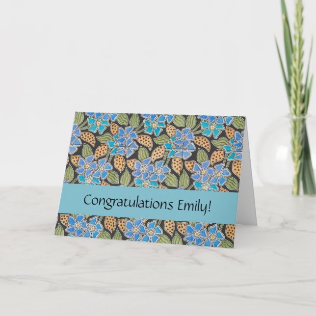 Elegant Flower Blue Periwinkle Floral Classic Card (Front)