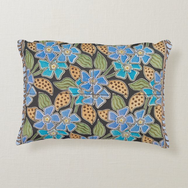 Elegant Flower Blue Periwinkle Floral Classic Decorative Cushion (Back)