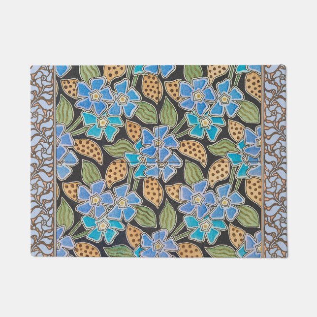 Elegant Flower Blue Periwinkle Floral Classic Doormat (Front)