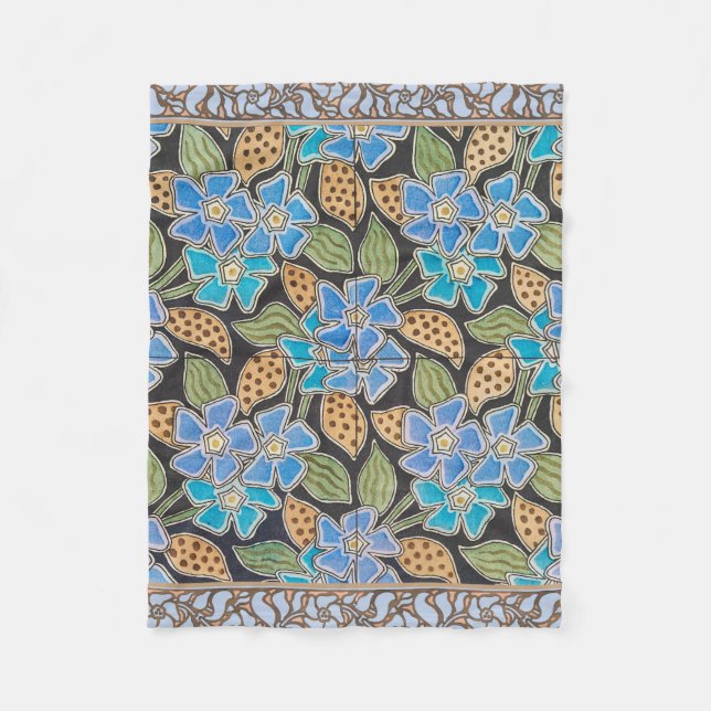 Elegant Flower Blue Periwinkle Floral Classic Fleece Blanket (Front)