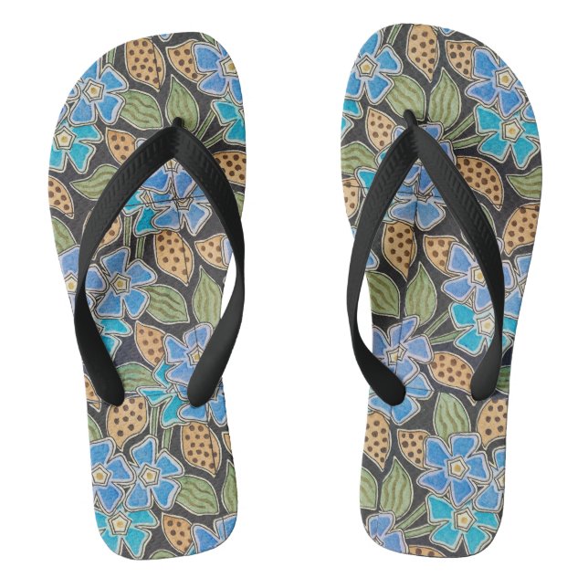 Elegant Flower Blue Periwinkle Floral Classic Flip Flops (Footbed)