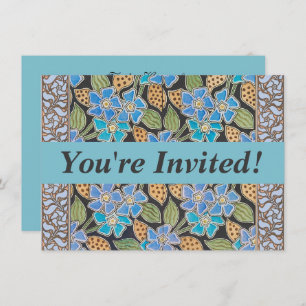 Elegant Flower Blue Periwinkle Floral Classic Invitation