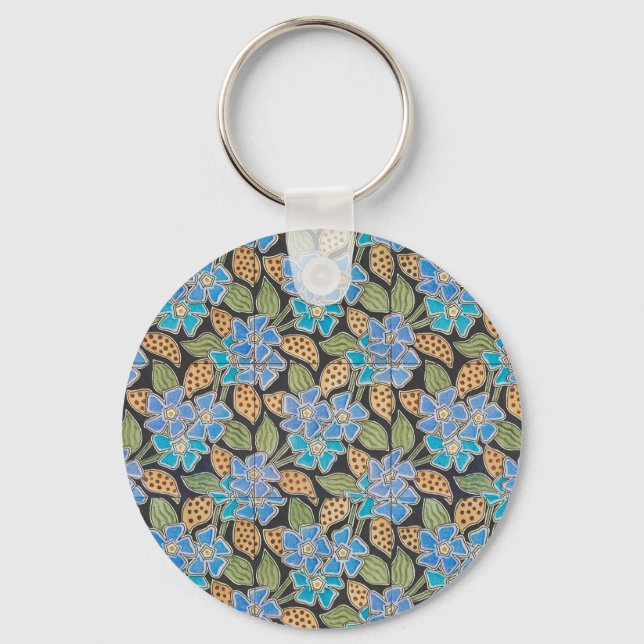 Elegant Flower Blue Periwinkle Floral Classic Key Ring (Front)