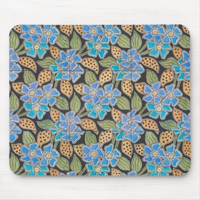 Elegant Flower Blue Periwinkle Floral Classic Mouse Mat (Front)