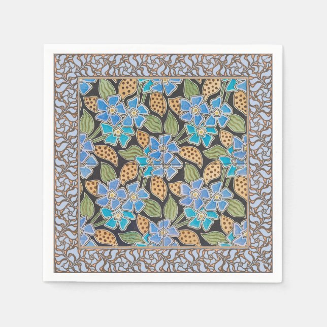 Elegant Flower Blue Periwinkle Floral Classic Napkin (Front)