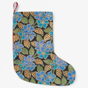 Elegant Flower Blue Periwinkle Floral Classic Small Christmas Stocking