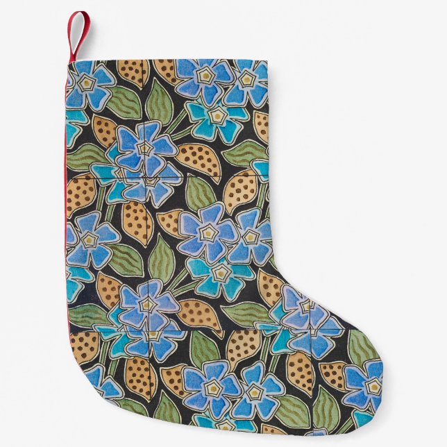 Elegant Flower Blue Periwinkle Floral Classic Small Christmas Stocking (Front)