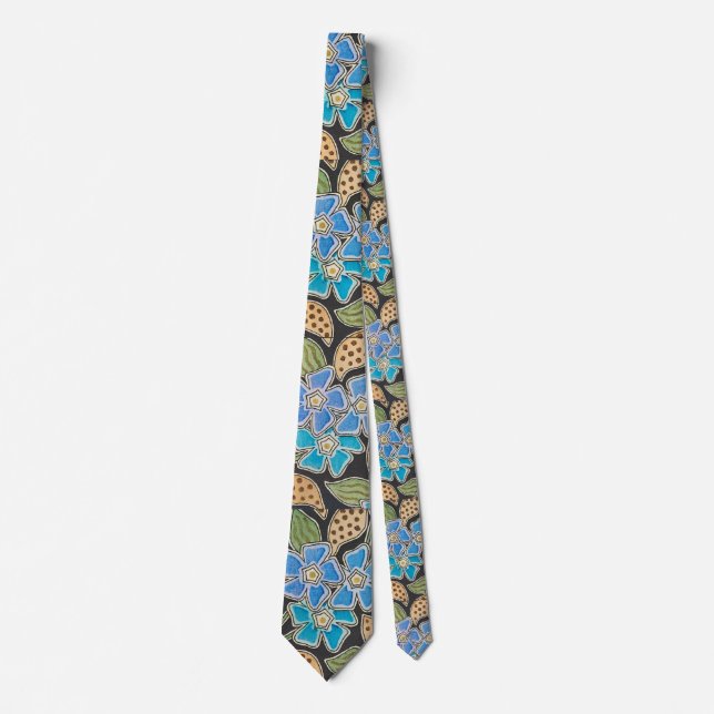 Elegant Flower Blue Periwinkle Floral Classic Tie (Front)