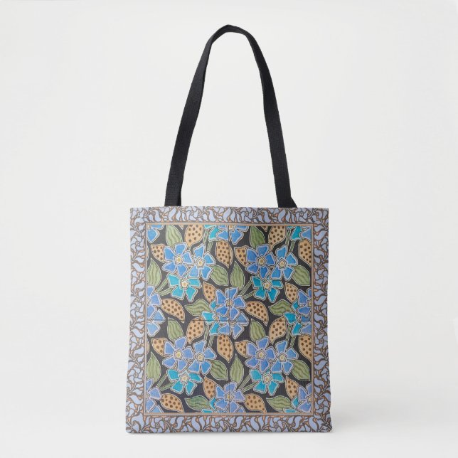 Elegant Flower Blue Periwinkle Floral Classic Tote Bag (Front)