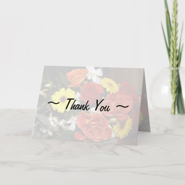 Elegant Flower Bouquet Daisies Roses Thank You (Front)