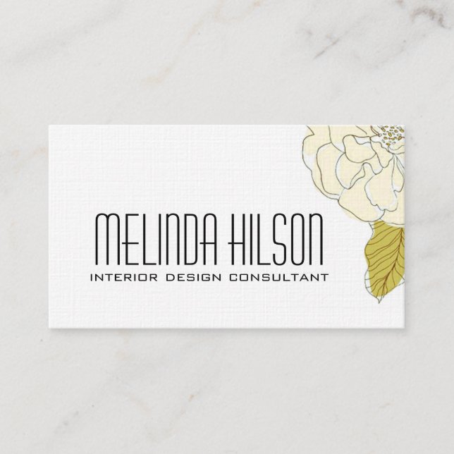 Elegant Flower Business Card - Cream (Front)