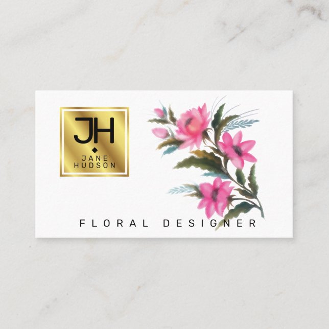 Elegant Flower Business Card Template (Front)
