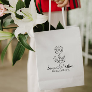 Elegant Flower Custom Handmade Large   Rubber Stamp