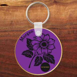 Elegant Flower Custom Sobriety Gift Key Ring