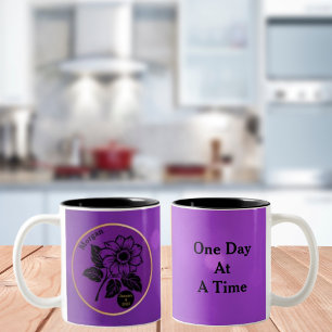 Elegant Flower Custom Sobriety Gift Two-Tone Coffee Mug