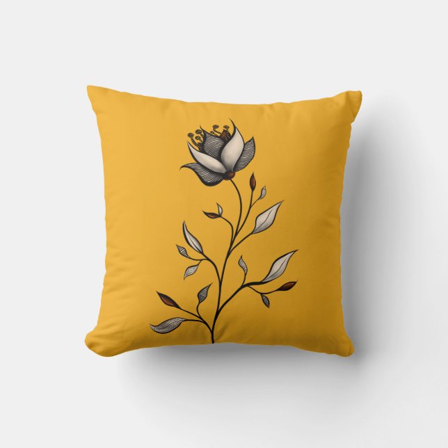 Elegant Flower Decorative Abstract Art Cushion (Front)