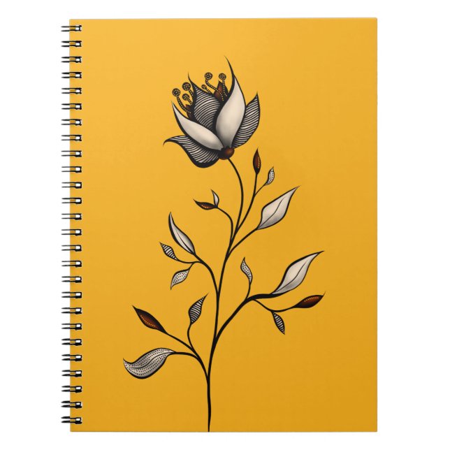 Elegant Flower Decorative Abstract Art Notebook (Front)