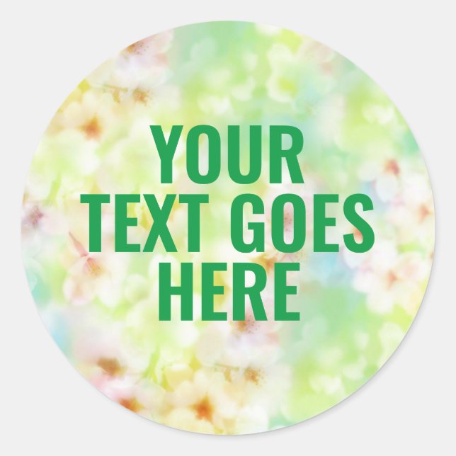 Elegant Flower Design Add Your Text Classic Round Sticker (Front)