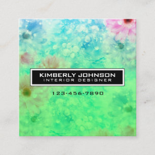 Elegant Flower Design Minimalist Editable Square B Square Business Card
