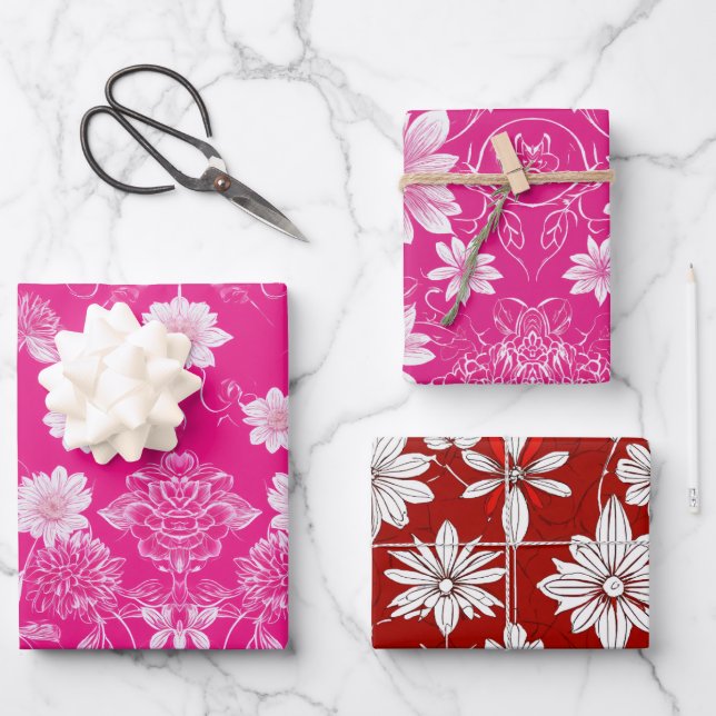 Elegant Flower Design Wrapping Paper (Front)