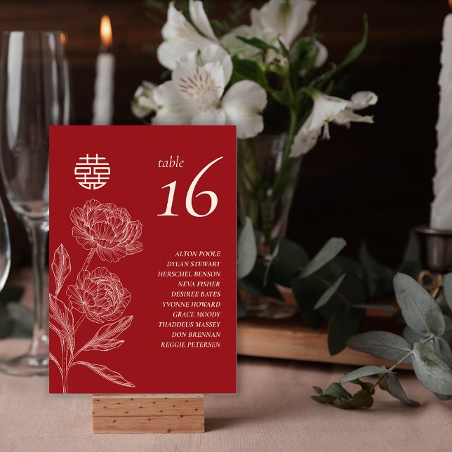 Elegant Flower Double Xi Guest Names Table Number (Elegant Flower Double Xi Guest Names Table Number)