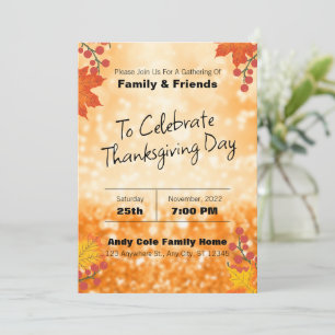Elegant Flower Editable Thankgiving Invitation