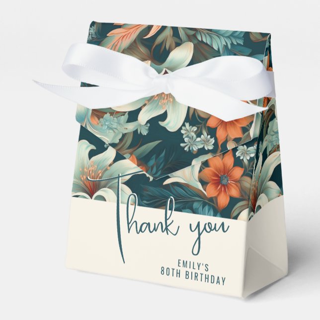 Elegant Flower Floral Pattern Birthday  Favour Box (Front Side)