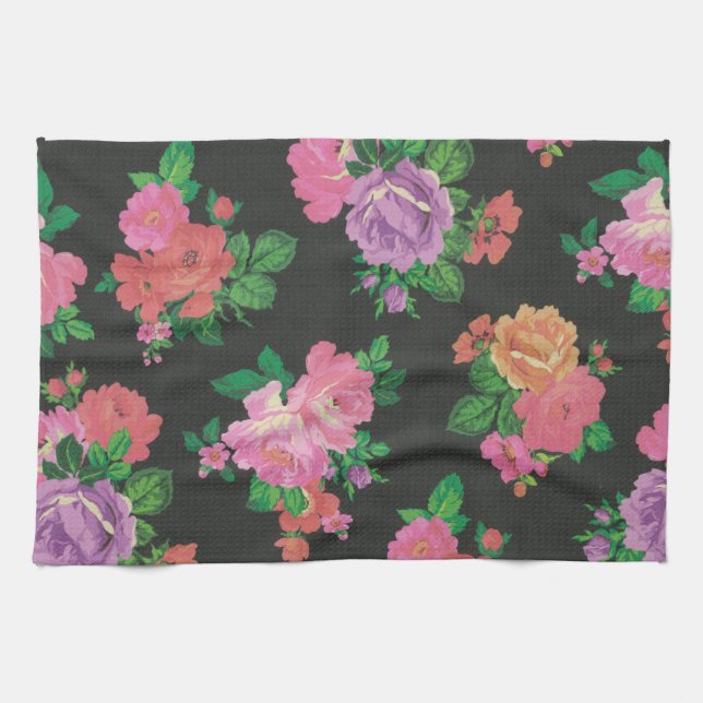 elegant flower floral pattern Kitchen Towel (Horizontal)