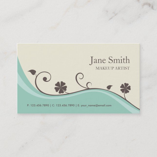 Elegant Flower Floral Retro Stylish Classy Groupon Business Card (Front)