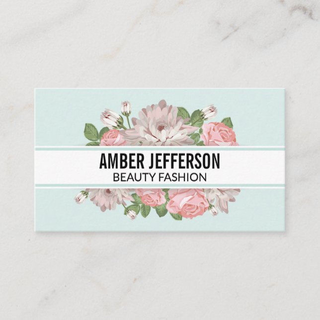 Elegant Flower Frame Background Business Card (Front)