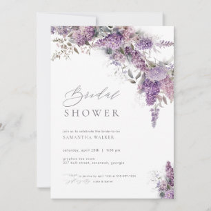 Elegant Flower Lilac Bridal Shower Invitation 