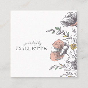 Elegant Flower Logo Jewellery Designer Square Business Card