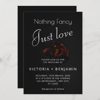 Elegant Flower Minimalistic Dark Moody Wedding Invitation