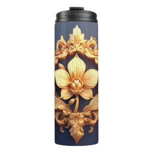 Elegant Flower on Ornate Background Thermal Tumbler
