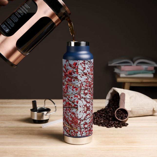  Elegant  Flower Pattern Blossom  Water Bottle (Coffee)