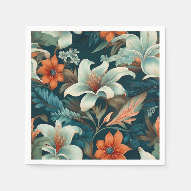 Elegant Flower Pattern Floral Napkin (Front)