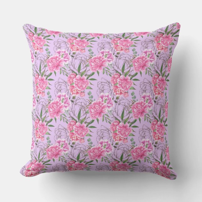 Elegant Flower Pattern Throw Pillow (Front)