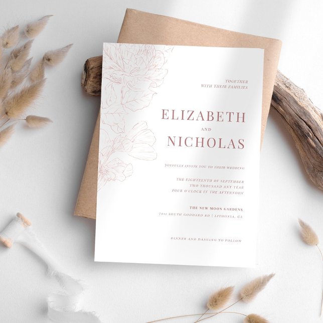 Elegant Flower Pink Wedding Invitation (Creator Uploaded)